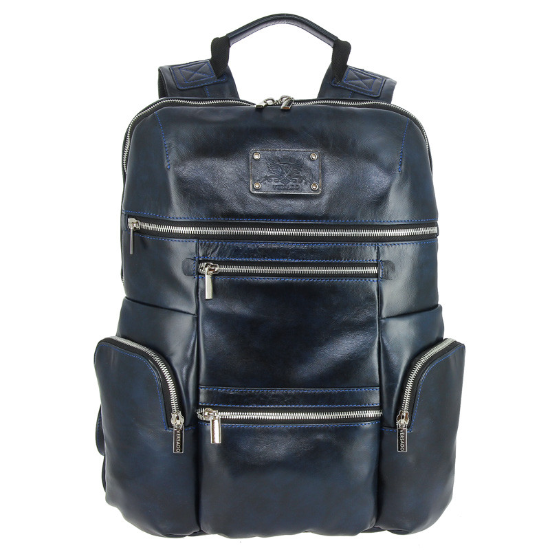 Мужской кожаный рюкзак Versado VD096 navy фото 1 &mdash; 2chemodana