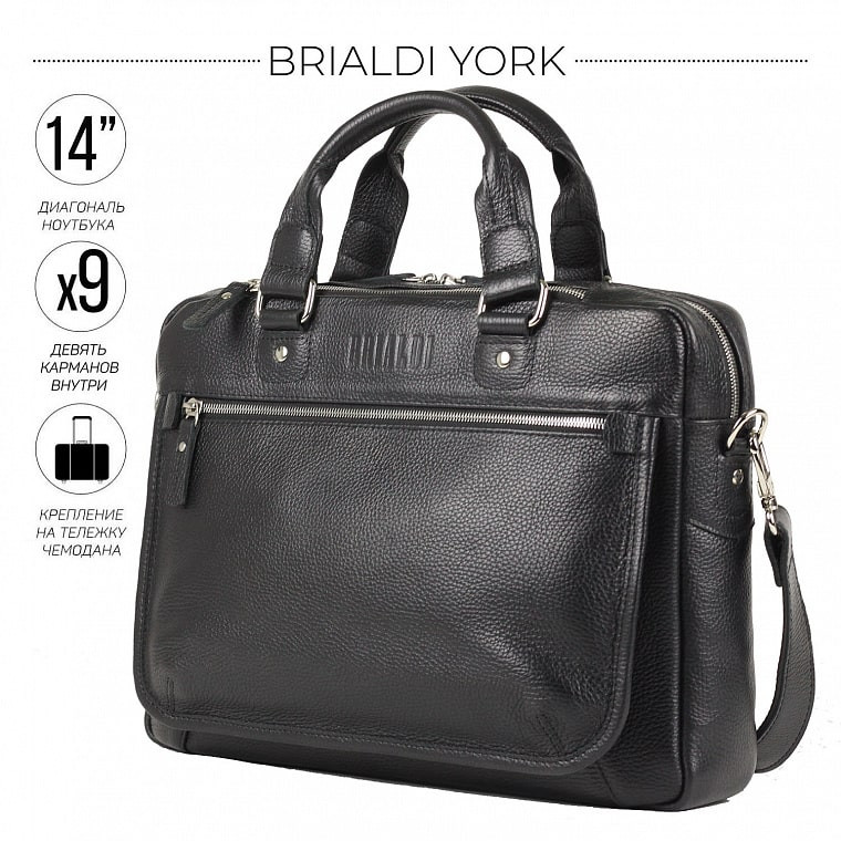 Мужская кожаная деловая сумка BRIALDI York BR34102CO relief black фото 1 &mdash; 2chemodana