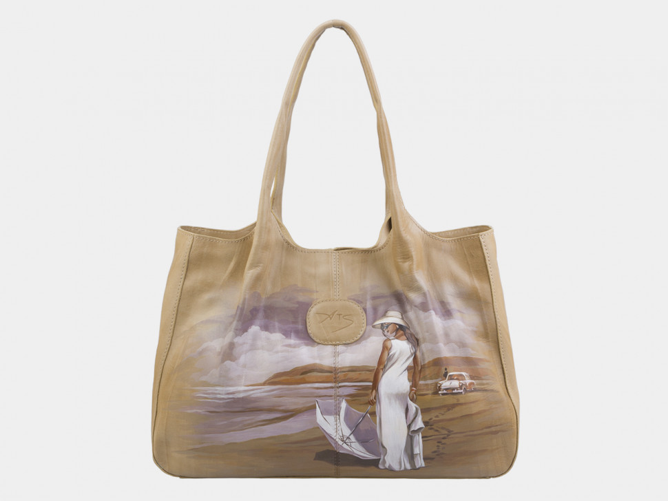 Женская кожаная сумка Alexander TS W0032 Beige Девушка на пляже фото 1 &mdash; 2chemodana