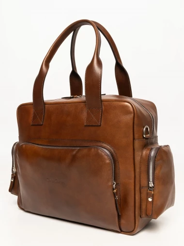 Мужская кожаная сумка для ноутбука Carlo Gattini Antico Rotelle 1026-63 brown  &mdash; 2chemodana