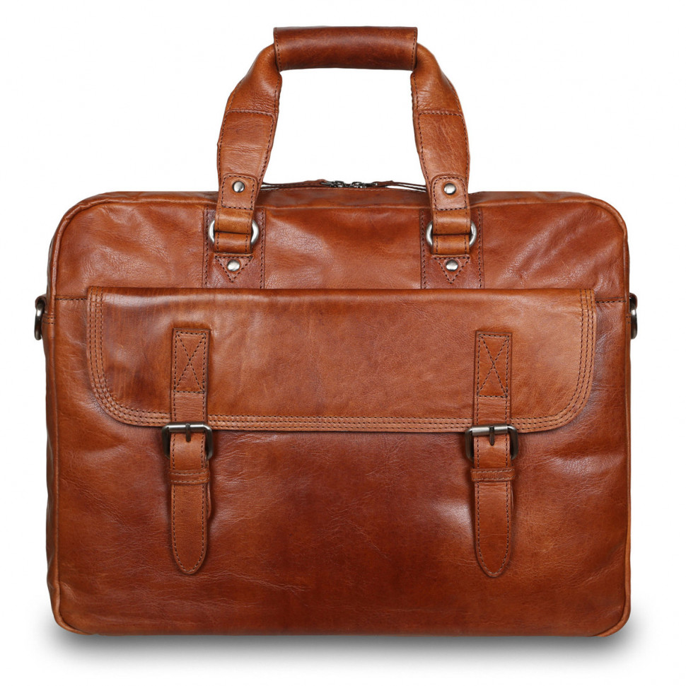 Мужская кожаная деловая сумка Ashwood Leather F-83 Cognac фото 1 &mdash; 2chemodana