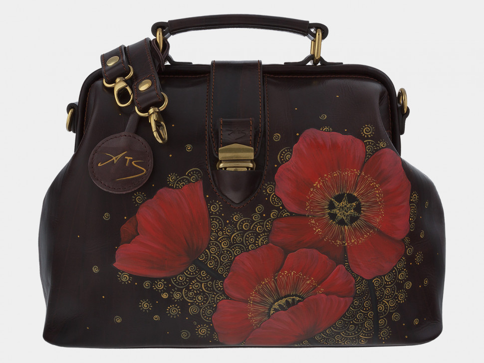 Женская кожаная сумка Alexander TS W0023 Brown Маки фото 1 &mdash; 2chemodana