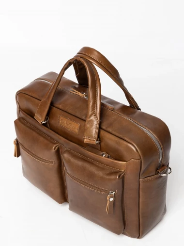 Мужская кожаная сумка для ноутбука Carlo Gattini Premium Riace NEW 1015-63 brown &mdash; 2chemodana