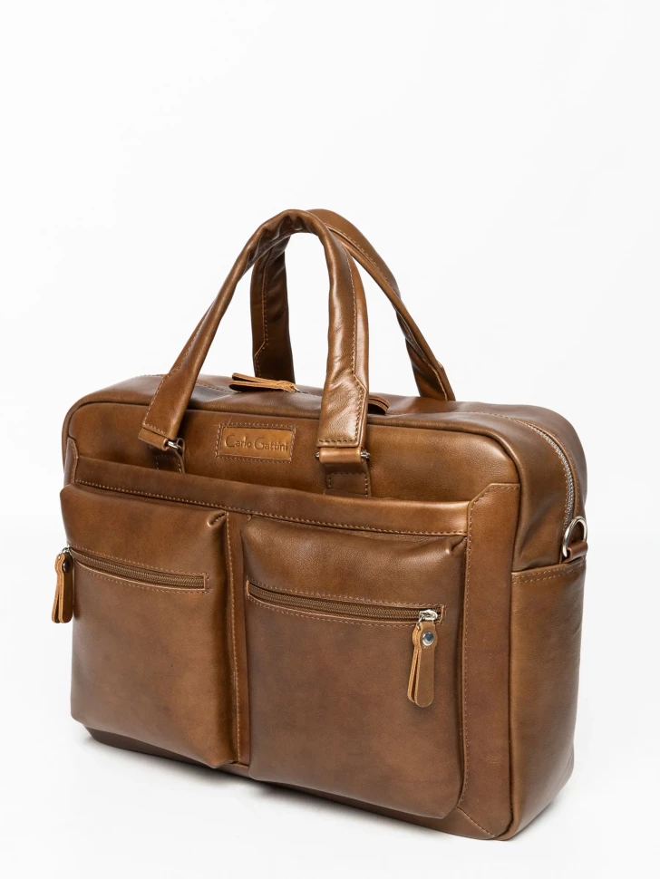 Мужская кожаная сумка для ноутбука Carlo Gattini Premium Riace NEW 1015-63 brown фото 1 &mdash; 2chemodana