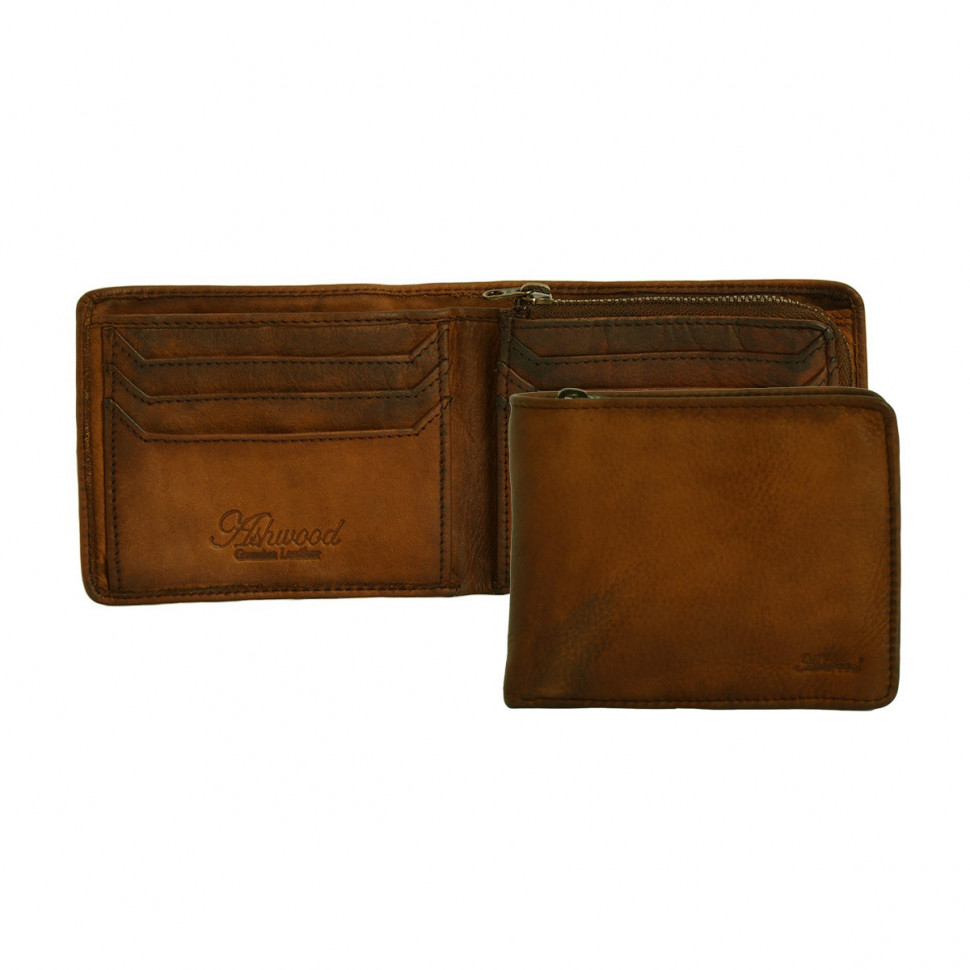 Мужской кожаный бумажник Ashwood Leather 1361 Tan фото 1 &mdash; 2chemodana