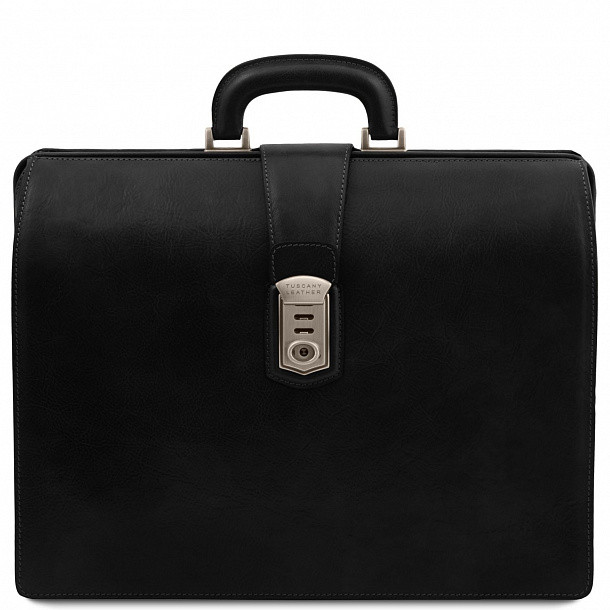 Мужской кожаный портфель-саквояж с 3 отделениями Tuscany Leather Canova TL141826 черный фото 1 &mdash; 2chemodana
