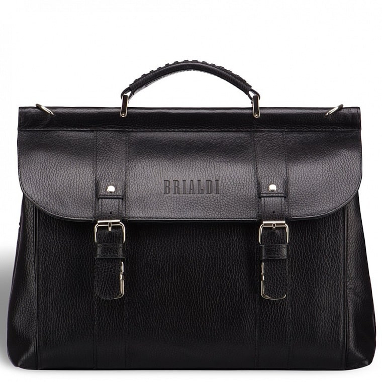 Мужской кожаный портфель на саквояжной планке BRIALDI Hobart BR17441VR relief black фото 1 &mdash; 2chemodana