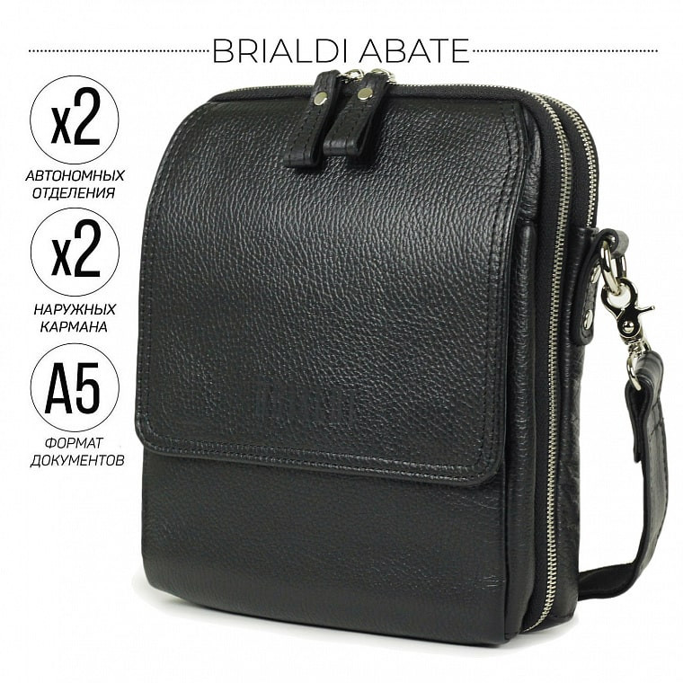 Мужская кожаная сумка через плечо BRIALDI Abate BR26688YO relief black фото 1 &mdash; 2chemodana
