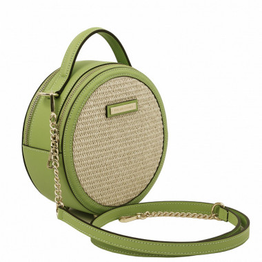 Круглая женская сумка из кожи с хлопковым плетением Tuscany Leather Thelma TL142090 зеленый &mdash; 2chemodana