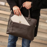 Мужская кожаная деловая сумка SLIM-формата для документов BRIALDI Hamilton BR44551NI relief brown фото 12 &mdash; 2chemodana