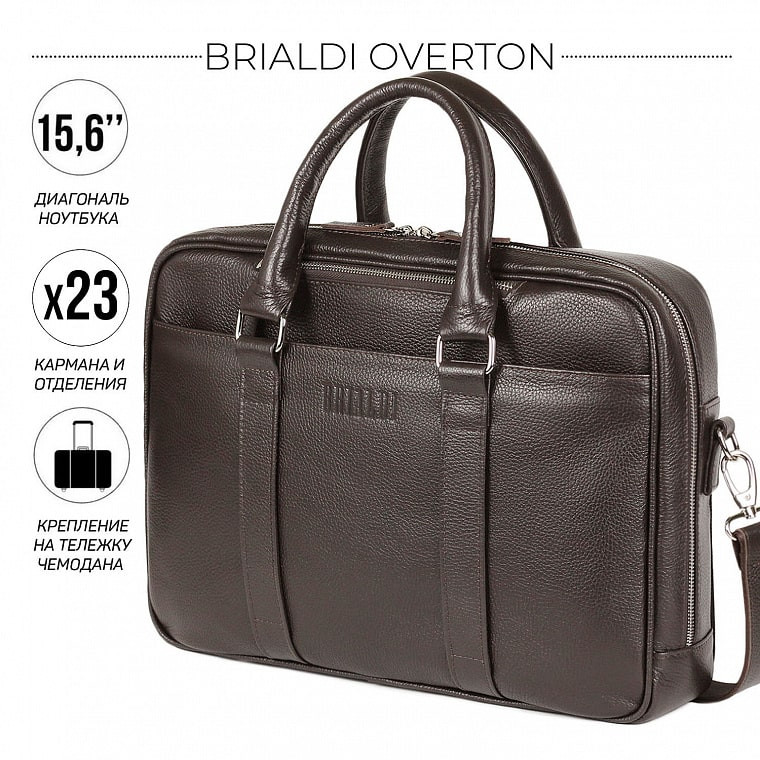 Мужская кожаная деловая сумка BRIALDI Overton BR44556XS relief brown фото 1 &mdash; 2chemodana
