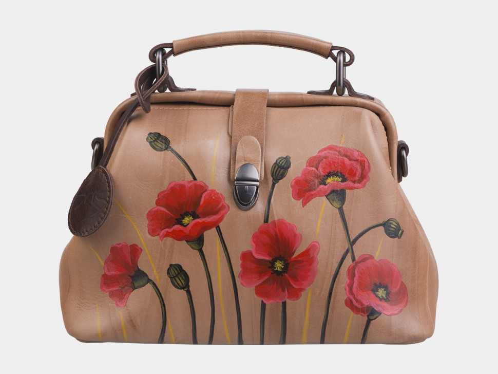 Женская кожаная сумка Alexander TS W0013 Beige Маки фото 1 &mdash; 2chemodana