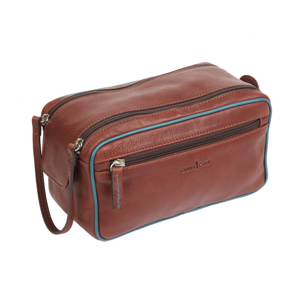 Мужской кожаный несессер Gianni Conti 1755151 brown teal фото 1 &mdash; 2chemodana