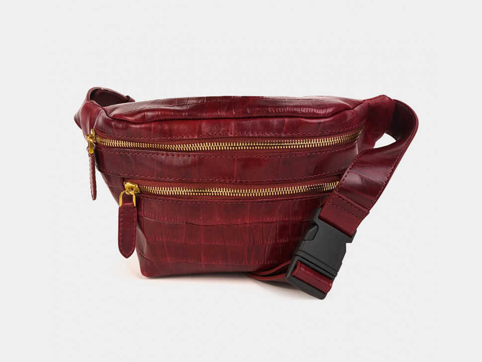 Женская кожаная сумка на пояс Alexander TS KB0015 Bordo Croco фото 1 &mdash; 2chemodana