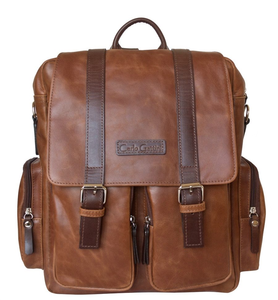 Мужской кожаный рюкзак-сумка Carlo Gattini Fiorentino cognac/brown 3003-08 фото 1 &mdash; 2chemodana