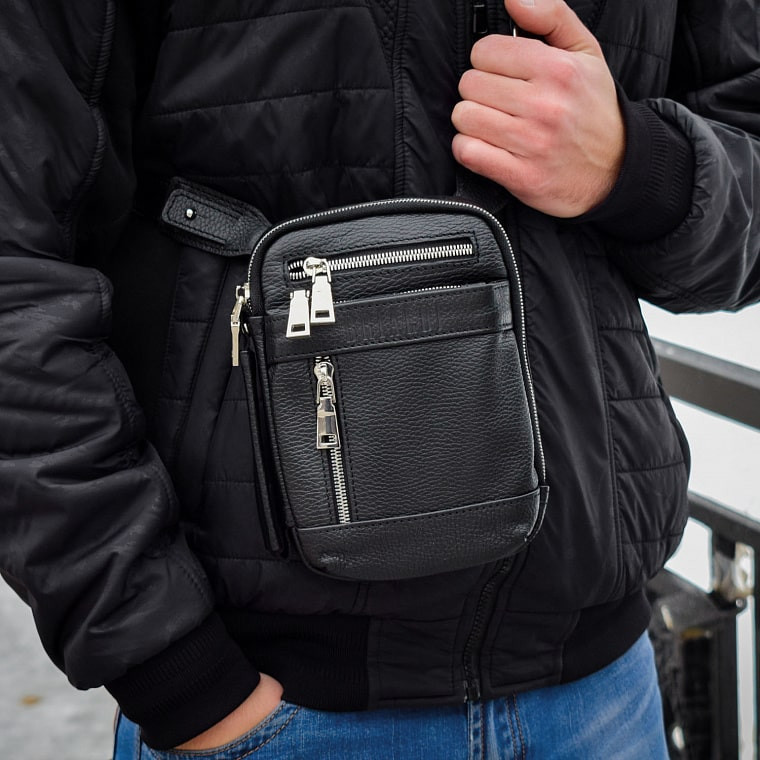 Компактная кожаная мужская сумка через плечо BRIALDI West BR13003HT relief black фото 1 &mdash; 2chemodana