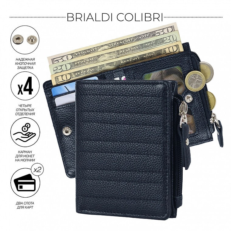 Мужской кожаный кошелек BRIALDI Colibri relief navy BR49272HI фото 1 &mdash; 2chemodana