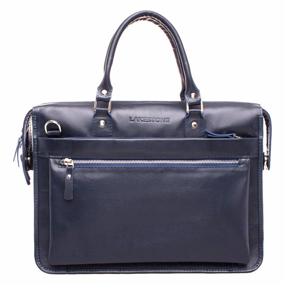 Мужская кожаная деловая сумка LAKESTONE Halston Dark Blue 923124/DB фото 1 &mdash; 2chemodana
